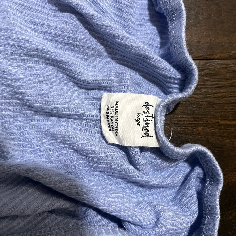 Target Light Blue Ribbed Top - Picture 3 of 3